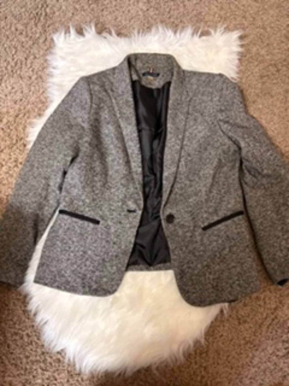 Tommy Hilfiger Grey Tweed Blazer w/ Elbow Patches Sz 10